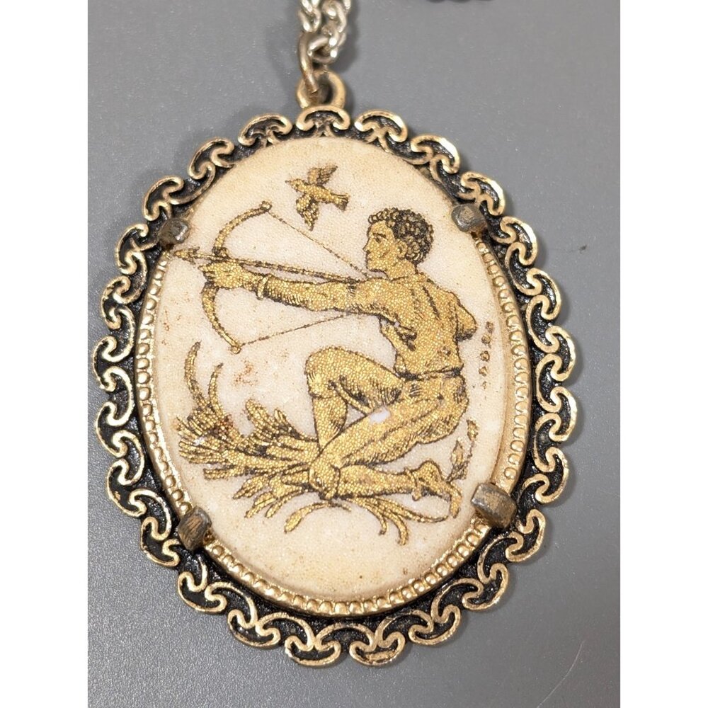 Vintage‎ German Pendant Necklace Cupid Archer Scene Mythical Sugar Bead Finish